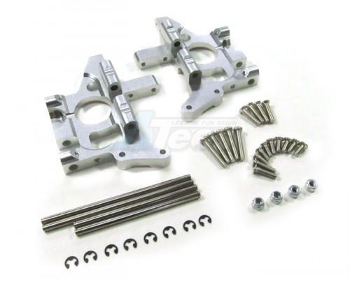 GPM Racing Traxxas T-Maxx Aluminum Rear Bulk Head Side Plate With Screws & Pins & Collars & Lock Nuts & E-clips 1 Pair Set Silver