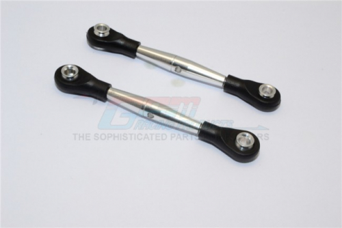 GPM Racing Miscellaneous All Aluminium 3MM Clockwise And Anticlockwise Turnbuckles With 12.5MM Long Plastic Ends & 5.8X3X6MM Balls (Total Length 64MM-68MMFrom Hole To Hole 55MM-59MM)-1Pair Silver