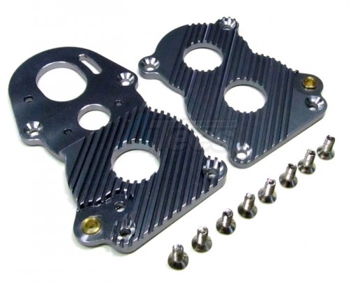 GPM Racing Tamiya 1/14 Truck Scania R620 (6x4 Highline) Aluminum Gear Box Heatsink Plate With Fins - 2pcs Set Gun Metal