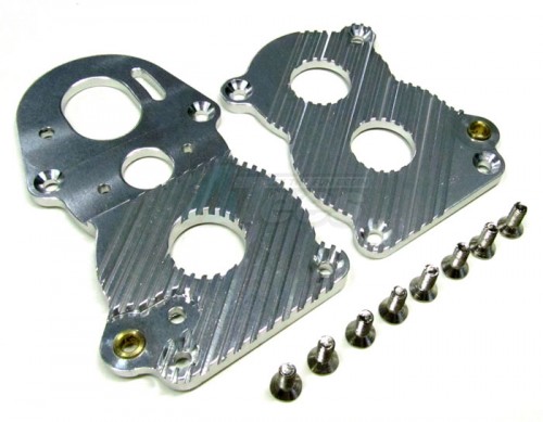 GPM Racing Tamiya 1/14 Truck Scania R620 (6x4 Highline) Aluminum Gear Box Heatsink Plate With Fins - 2pcs Set Silver