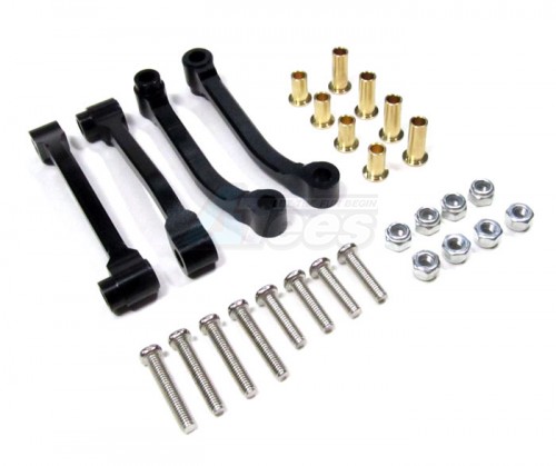 GPM Racing Tamiya 1/14 Truck (Ford Aeromax) Aluminum Radius Arm With Collars & Lock Nuts & Screws - 2prs Set Black