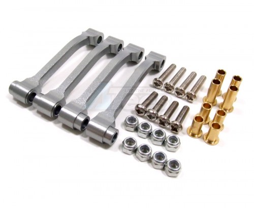 GPM Racing Tamiya 1/14 Truck (Globe Liner) Aluminum Radius Arm With Collars & Lock Nuts & Screws - 2prs Set Gun Metal