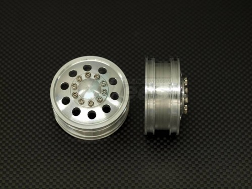 GPM Racing Tamiya 1/14 Truck (1850L) Aluminum Front Wheel (10holes) - 1pr Silver