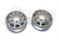 GPM Racing Tamiya 1/14 Truck (1838LS) Aluminium Front Wheel With Hex Driver - 1Pr Set Gun Metal