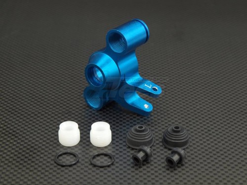 GPM Racing Traxxas Revo Aluminum Front / Rear Steering Block with Delrin Screws Dust Proof Hat + Plastic O-Ring (Left Side) Blue