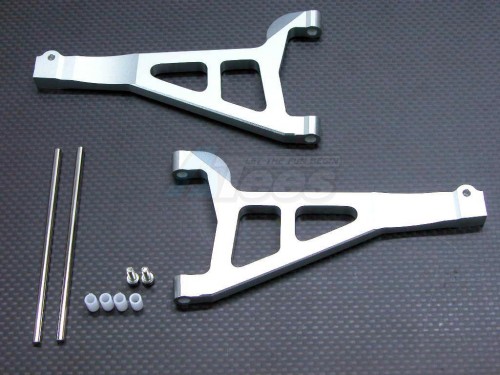GPM Racing Traxxas Revo Aluminum Front Lower Arm (Sandwich Design With Screws + Pins + Delrin Collars) 1 Pair Set Silver