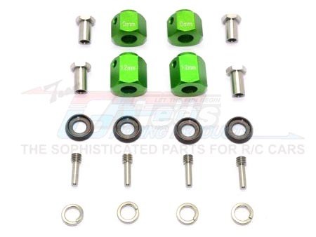 GPM Racing Traxxas TRX-4 Aluminum Hex Adapters 9MM & 12MM Thick-20Pc Set Green