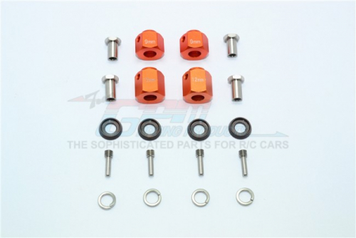 GPM Racing Traxxas TRX-4 Aluminium Hex Adapters 9MM & 12MM Thick - 20Pcs Set (For Defender Trail Crawler 82056-4) Orange