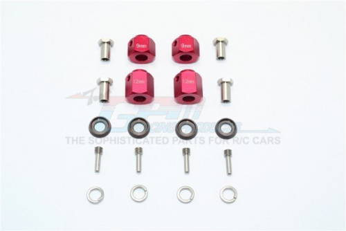 GPM Racing Traxxas TRX-4 Aluminium Hex Adapters 9MM & 12MM Thick - 20Pcs Set (For Defender Trail Crawler 82056-4) Red