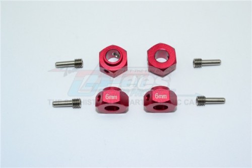 GPM Racing Traxxas TRX-4 Aluminum Wheel Hex Adapters 6MM Thick - 8Pc Per Set Red