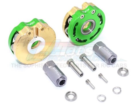 GPM Racing Traxxas TRX-4 Brass Pendulum Wheel Knuckle Axle Weight With Aluminium LID + 23MM Hex Adapter - 12Pcs Set Green