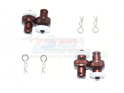 GPM Racing Traxxas TRX-4 Aluminium Front & Rear Magnetic Body Mount For Tactical Unit Body - 8Pcs Set (Suitable For TRX4 Tactical Unit Model 82066-4) Brown