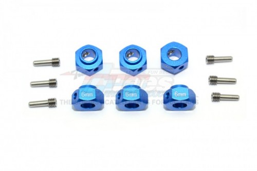 GPM Racing Traxxas TRX-6 Aluminium Hex Adapters 6MM Thick - 12Pcs Set Blue