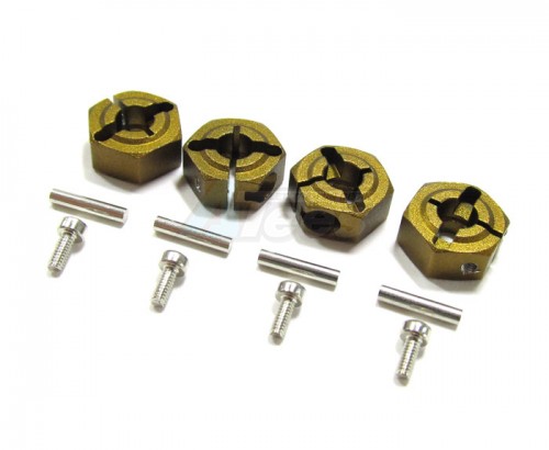 GPM Racing Tamiya CC01 Aluminum Wheel Hex Drive Adaptor With Pins & Screws 4 Pcs Set Golden Black