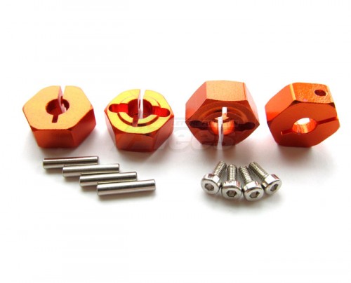 GPM Racing Tamiya CC01 Aluminum Wheel Hex Drive Adaptor With Pins & Screws 4 Pcs Set Orange