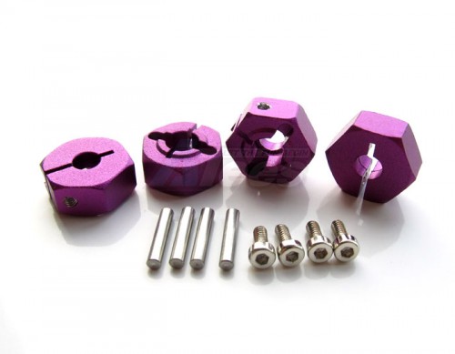 GPM Racing Tamiya CC01 Aluminum Wheel Hex Drive Adaptor With Pins & Screws 4 Pcs Set Purple