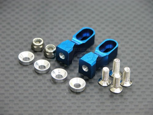 GPM Racing Tamiya TT-01 Aluminum Servo Mount With Collars + Lock Nuts + Screws 1 Pair Set Blue