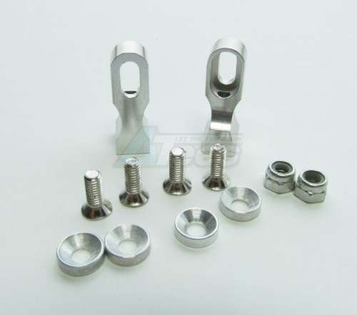 GPM Racing Tamiya TT-01 Aluminum Servo Mount With Collars + Lock Nuts + Screws 1 Pair Set Silver