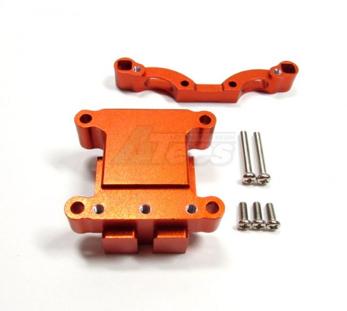 GPM Racing Tamiya TT-01 Aluminum Front or Rear Damper Plate With Gear Box & Screws 2Pcs Set Orange