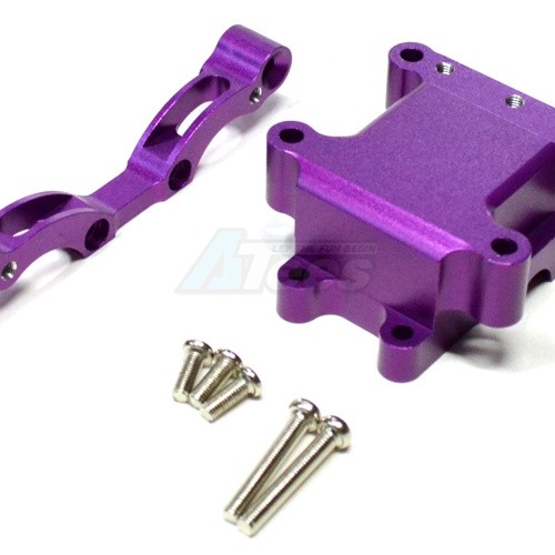 GPM Racing Tamiya TT-01D Aluminum Front or Rear Damper Plate With Gear Box & Screws 2Pcs Set Purple