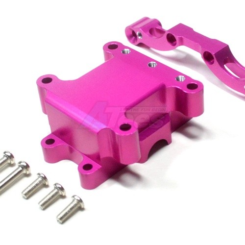 GPM Racing Tamiya TT-01D Aluminum Front Damper Plate With Gear Box & Screws - 2 Pcs Set Pink