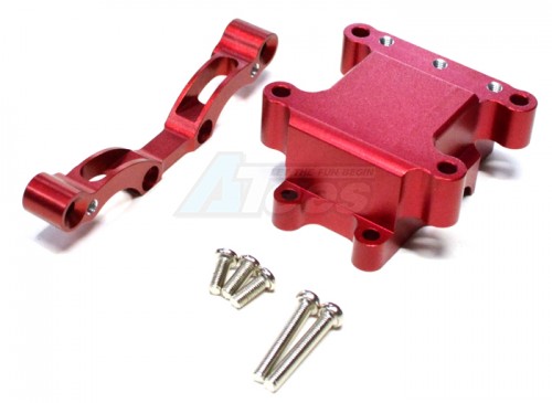 GPM Racing Tamiya TT-01 Aluminum Front or Rear Damper Plate With Gear Box & Screws 2Pcs Set Red