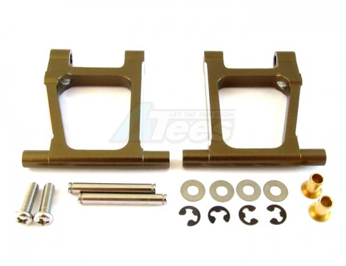 GPM Racing Tamiya TT-01 Aluminum Rear Lower Arm With Shims + Collars + E-Clips + Pins + Screws 1 Pair Set Golden Black