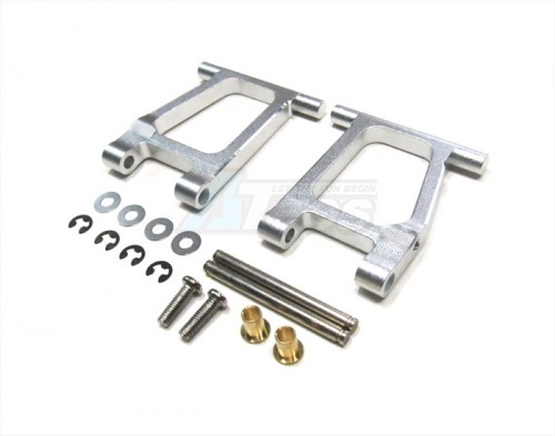 GPM Racing Tamiya TT-01 Aluminum Rear Lower Arm With Shims + Collars + E-Clips + Pins + Screws 1 Pair Set Silver