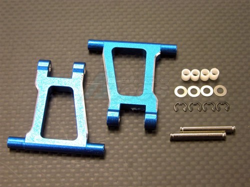 GPM Racing Tamiya TT-01 Aluminum Rear Upper Arm With Shims + Collars + E-Clips + Pins -1 Pair Set Blue