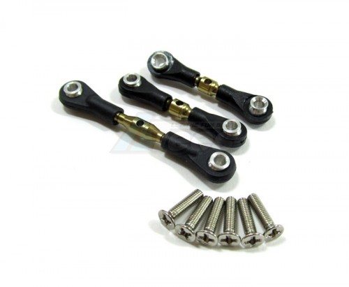 GPM Racing Tamiya TT-01 Aluminum Completed Tie Rod With Screws - 3pcs Set Golden Black