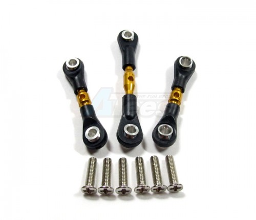 GPM Racing Tamiya TT-01 Aluminum Completed Tie Rod With Screws - 3pcs Set Gold