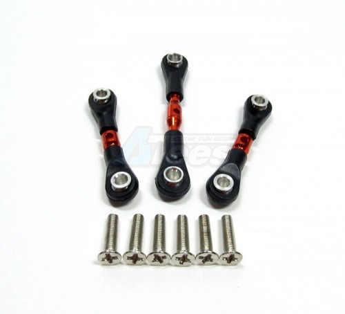 GPM Racing Tamiya TT-01 Aluminum Completed Tie Rod With Screws - 3pcs Set Orange