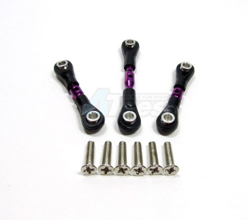 GPM Racing Tamiya TT-01 Aluminum Completed Tie Rod With Screws - 3pcs Set Purple
