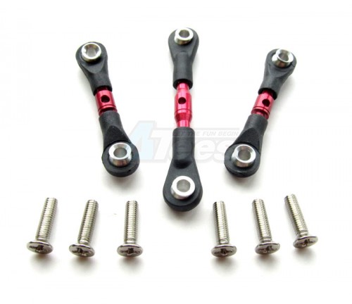 GPM Racing Tamiya TT-01D Aluminum Completed Tie Rod With Screws - 3pcs Set Red