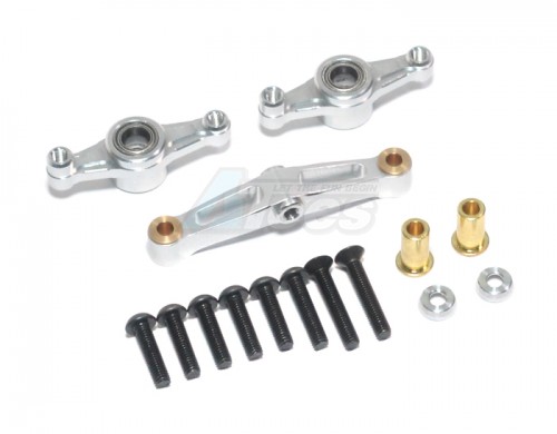 GPM Racing Tamiya TT-02 Aluminum Steering Assembly With Bearing - 1 Set Silver