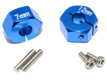 GPM Racing Tamiya TT-02B Aluminum Hex Adapter 12X7Mm - 2Pcs Set Blue