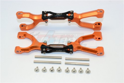 GPM Racing Traxxas XMAXX Spring Steel + Aluminum Supporting Mount With Front / Rear Upper Arms Set Orange