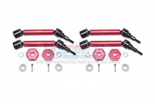 GPM Racing Traxxas Maxx Harden Steel + Aluminium Front & Rear Adjustable CVD Drive Shaft + Hex Adapter (+2MM) (Truck-89076-4) - 20Pcs Set Red