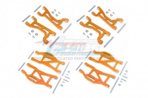 GPM Racing Traxxas Maxx Aluminium Front + Rear Upper + Lower Arms (Truck-89076-4) - 56Pcs Set Orange