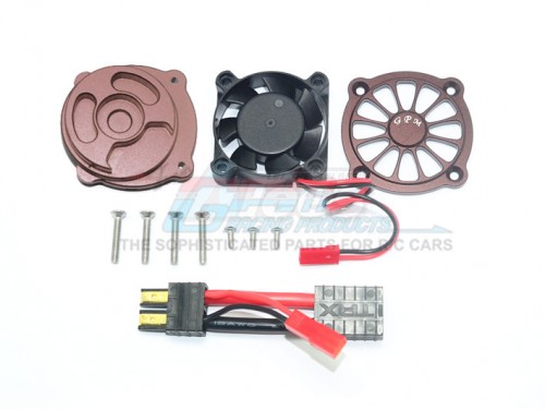 GPM Racing Traxxas Unlimited Desert Racer Aluminium Motor Heatsink With Cooling Fan - 11Pcs Set Brown