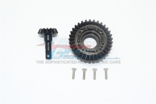 GPM Racing Traxxas Unlimited Desert Racer Harden Steel #45 Front Differential Ring Gear & Pinion Gear - 6Pcs Set Black