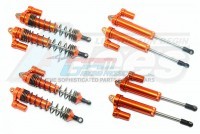GPM Racing Traxxas Unlimited Desert Racer Aluminium Front+Rear L-Shape Piggy Back Damper - 8Pc Set Orange