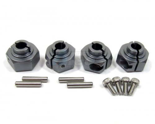 GPM Racing Axial Wraith Aluminum Hex Adaptors (12mm) - 4 Pcs Set Gun Metal