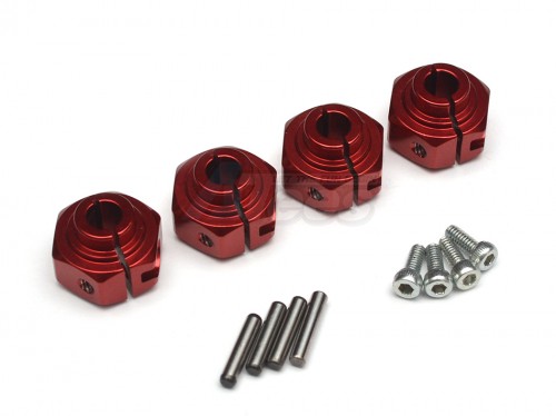 GPM Racing Axial Wraith Aluminum Hex Adaptors (12mm) - 4pcs Set Red