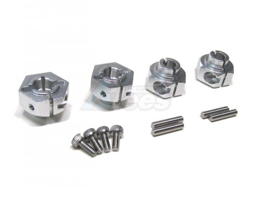GPM Racing Axial Wraith Aluminum Hex Adaptors (12mm) - 4pcs Set Silver