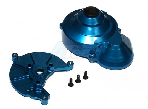 GPM Racing Axial SCX10 Aluminum Transmission Spur Gear Case - 2pcs Set Blue