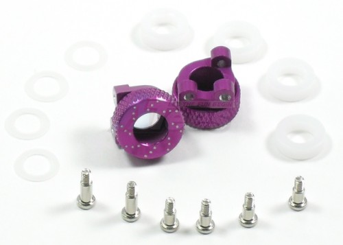 GPM Racing XMods Evolution Touring Aluminum Front Adjustable Knuckle Arm With Delrin Collars & Screws - 1pr Set Purple