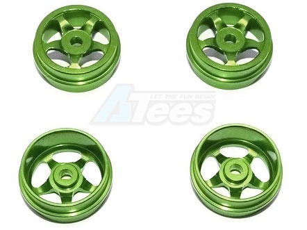 GPM Racing XMods Evolution Touring Aluminum Front & Rear Bold Rims (Star) - 4 Piece Set (Ridge) Green