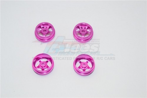 GPM Racing XMods Evolution Touring Aluminum Front & Rear Bold Rims (Star) - 4 Piece Set (Ridge) Pink