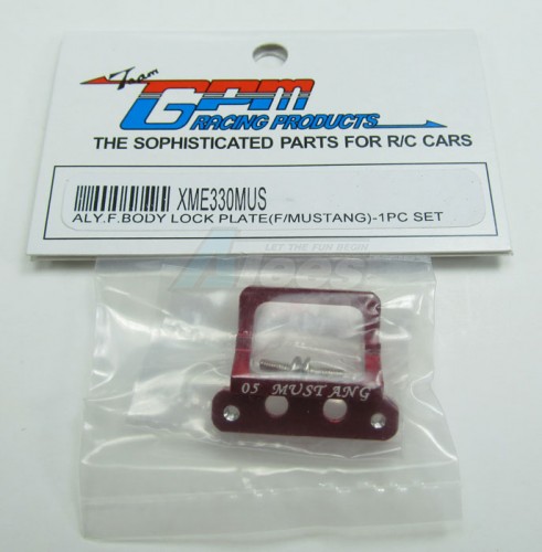 GPM Racing XMods Evolution Touring Aluminum Front Body Lock Plate With Screws (for Mustang) - 1 Piece Set Red